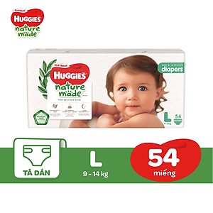 Tã Dán Siêu Cao Cấp Huggies Platinum Naturemade L54 (54 Miếng)