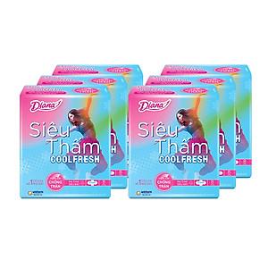 Combo 6 Băng vệ sinh Diana Siêu thấm Cool Fresh Siêu mỏng Cánh gói 8 miếng