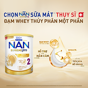 Sữa bột Nestlé NAN SUPREMEPRO 2 800g nhập khẩu Đức với 5HMO & đạm Gentle Optipro ( Dành cho trẻ từ 12 - 24 tháng tuổi)