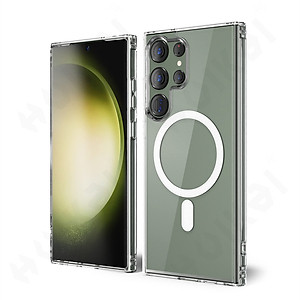 ốp lưng magnetic cho Samsung Galaxy S23 Ultra / S23 Plus / S23 5G hiệu HOTCASE Ultra Crystal Clear - thiết kế trong suốt, chống sốc chống va đập - Phân phối hotphukien