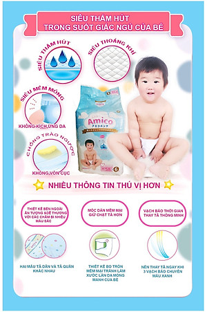 Tã quần  Amico nội địa Nhật size M58+6