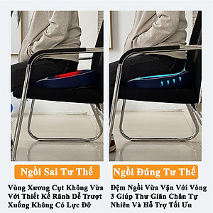 Đệm Ngồi Lót Ghế Chống Trĩ KUNBE, Chất Liệu Cao Su Non Kê Mông Cho Người Đau Xương Cụt Giúp Ổn Định Cột Sống Chống Ê Mỏi