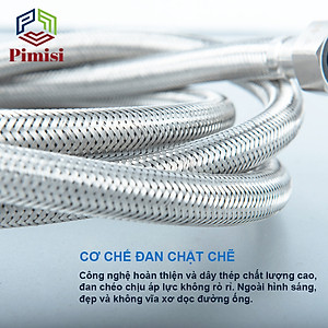 Dây cấp nước nóng lạnh inox 304 Pimisi chịu nhiệt độ cao làm ống dẫn nước cho vòi rửa mặt lavabo - bình nóng lạnh - bồn cầu - bồn tắm - vòi rửa bát với kích thước chiều dài 40-60-80-100-120-150 cm với 2 đầu ren 21 | Chính hãng