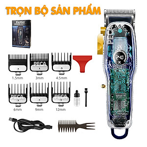 Tông đơ cắt tóc chuyên nghiệp KEMEI KM-2709PG điều chỉnh 2 mức tốc độ, sử dụng sạc USB sạc nhanh pin trâu 3h, có màn hình LCD hiển thị tăng đơ cắt tóc trẻ em và người lớn dùng cho gia đình, salon tiệm tóc barber - Hãng phân phối chính thức