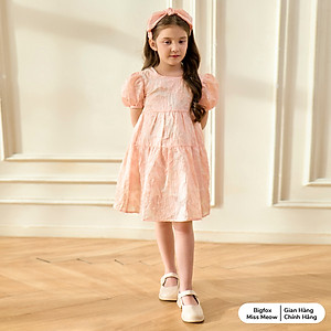 Đầm xòe công chúa bé gái dự tiệc Bigfox Miss Meow size đại mùa hè tay phồng vải tơ organza cỡ trẻ em 3-11 tuổi 30kg 35kg