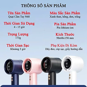 Quạt Tích Điện Mini Cầm Tay 638 – Màn Hình LED, 100 Tốc Độ Gió, Pin 4000mAh Siêu Mát - HÀNG CHÍNH HÃNG MINIIN