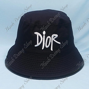 Mũ bucket thêu chữ D nón tai bèo vành nhỏ nón bucket đội được 2 mặt thời trang