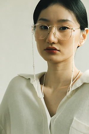 Dây hạt trai đeo kính chuỗi hạt vàng phong cách retro cổ điển Pháp trang sức thiết kế handmade