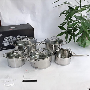 Combo bộ nồi inox quánh xửng chảo chống dính cao cấp FIVESTAR 7 món nắp kính 3 đáy dùng được bếp từ , hồng ngoại , gas