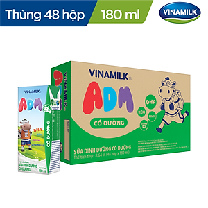 THÙNG 48 HỘP SỮA DINH DƯỠNG VINAMILK ADM GOLD CÓ ĐƯỜNG 180ML