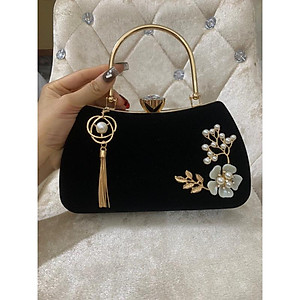 Túi xách nhung hoa đá đi tiệc sang trọng cho mẹ- túi xách bà sui đứng sui thanh lịch