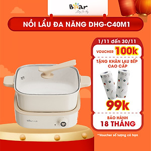 Nồi Lẩu Điện Đa Năng Bear 7 trong 1 Chống Dính Cao Cấp Tiết Kiệm Điện DHG-C40M1 - Hàng chính hãng