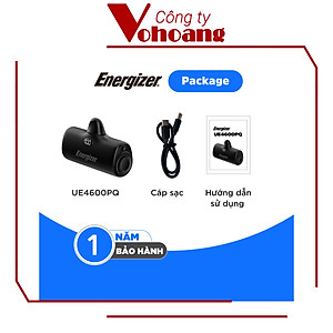 [Mỹ] Sạc dự phòng Energizer UE4600PQ mini Dung lượng 4600mAh tích hợp đầu sạc TypeC - Hàng chính hãng