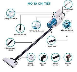 Máy hút bụi cầm tay công nghệ lốc xoáy 2 chiều Vo.temm (600W) - Hàng chính hãng: Hút mạnh, chạy êm, bảo hành 1 năm