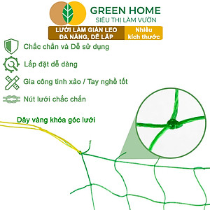 Lưới làm giàn cây leo, GreenHome, Nhiều kích thước Độ bền cao, Dễ lắp đặt, Không viền, Làm giàn bầu, Mướp, bầu, Bí, hoa