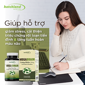 Viên uống Ginkgo Biloba hỗ trợ tăng cường tuần hoàn máu não, bổ não Hotchland Mega Brain TPBVSK-Hàng chính hãng [Hộp 60 viên]-HL0115