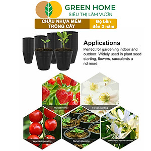 Chậu Trồng Cây Greenhome, nhiều kích thước, Nhựa Mềm, Dẻo, Nhẹ, Trồng Cây, Bầu Ươm Cây Giống, Độ Bền Đến 2 Năm