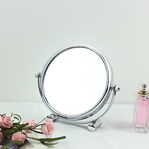 Gương trang điểm phóng đại 3 lần, xoay 360 độ, 2 mặt siêu nét, để bàn, Inox 304, Size 18cm, 20cm, Minh House G31