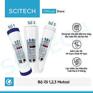 Bộ lõi 123 by Scitech (Lõi PP5-OCB-PP1 dùng thay thế máy lọc nước Mutosi) - Hàng chính hãng