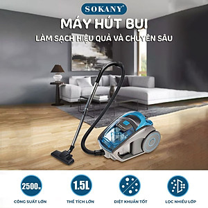 Máy hút bụi cầm tay gia đình SOKANY SK3372 công suất 2500W, dung tích 1,5L, hút mọi loại bụi trong nhà - HÀNG CHÍNH HÃNG - DELIYA