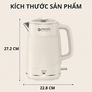 Ấm thuỷ giữ nhiệt 1.7 Lít Mishio MK385 inox 304 - hàng chính hãng
