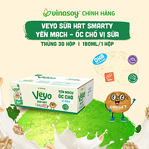 Thùng Veyo Sữa hạt SMARTY Yến mạch - Óc chó vị sữa (30hộp x 180ml)