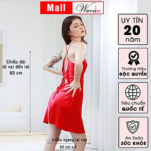 Đầm ngủ phi lụa cao cấp WANNABE DNS61 váy ngủ 2 dây lưng cut-out cột nơ tạo hình thoi bắt mắt khoe lưng trần gợi cảm