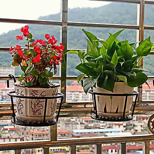 Giá kim loại để chậu hoa, cây cảnh mini có móc treo ban công tiện lợi - ĐEN