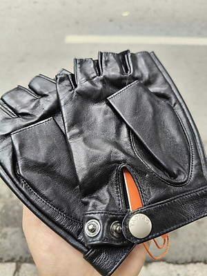 Găng tay nam hở ngón BHY5293 Găng tay phượt, da cừu thật. thoái mái lái xe.