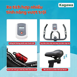 Xe đạp tập thể dục trong nhà Kagawa A8 khung sườn thép không rỉ cao cấp, tặng 5 quà tặng hot, Free Ship