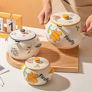 HŨ ( ÂU ) 800ML BẰNG SỨ ĐỰNG MỠ, THỐ SỨ ĐỰNG GIA VỊ, CÓ NẮP + THÌA, CHỊU NHIỆT CAO, HŨ MUỐI DƯA HỌA TIẾT VINTAG - HÀNG CHÍNH HÃNG MINIIN