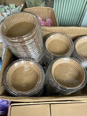 Set 50 khuôn giấy nến vàng thấm dầu lót nồi chiên không dính
