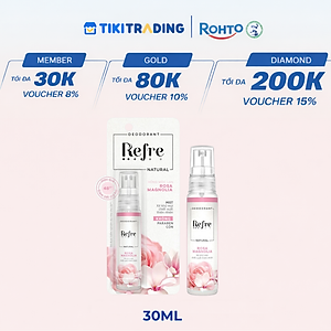 Xịt khử mùi chiết xuất thiên nhiên Refre Natural Rosa Magnolia Hồng Mộc Lan 30ml