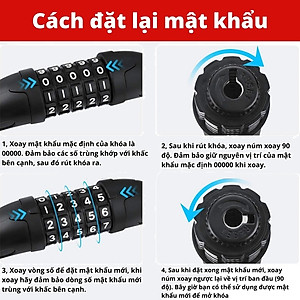 Khoá dây xe đạp 5 số cao cấp bền bỉ chất lượng cao cho xe đạp xe máy đa dụng chống trộm (Màu ngẫu nhiên)- HENRYSA