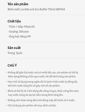 Bình nước Lock&Lock Eco Bottle ABF664 750ml