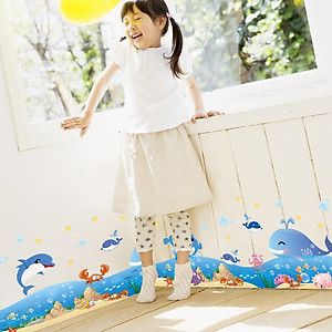 Decal dán tường kết hợp Đại dương sâu thẳm XL7225 + XL7149 [ Size Lớn ] 