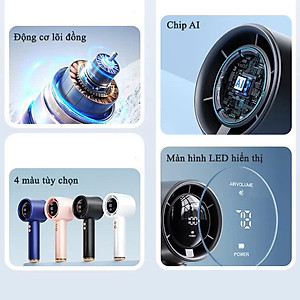Quạt Tích Điện Mini Cầm Tay 638 – Màn Hình LED, 100 Tốc Độ Gió, Pin 4000mAh Siêu Mát - HÀNG CHÍNH HÃNG MINIIN