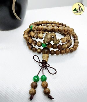 Vòng Tay Phong Thủy Trầm Hương Chuỗi Tràng 108 Hạt 6 Li Charm Ngẫu Nhiên Phối Đá Đeo Tay Mệnh Kim Mộc Thủy Hỏa Thổ