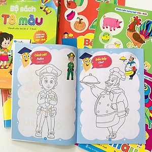 Sách - Tập Tô Màu Cho Bé Từ 4-5 Tuổi Bộ 8 Quyển Tô Màu Song Ngữ Anh Việt