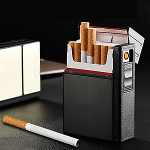 Vỏ Hột Quẹt Bật Lửa Sạc Điện USB Kiêm Hộp Đựng 20 Điếu Focus YH035A Nhỏ Gọn Đẹp Độc Lạ