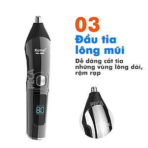 Tông đơ cắt tóc đa năng 11in1 Kemei KM-8508 nhiều đầu thay thế dùng cắt tóc, chấn viền, cạo râu, cạo lông, tỉa lông mũi, cạo chân mày,...có màn hình LED hiển thị điều chỉnh 2 mức tốc độ sạc nhanh 2h