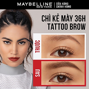 Chì Kẻ Mày 36H Lâu Trôi, Kháng Nước, Dễ Kẻ, Chuẩn Màu Tattoo Brow Maybelline New York Pigmented Pencil 0.25g