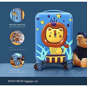 Vali Kéo Cho Trẻ Em BeddyBear - Size xách tay lên máy bay 17 inch - họa tiết Dập nổi 3D Sư Tử - Bánh xe đôi xoay 360 độ - Cần kéo hợp kim nhôm cao cấp - Bảo hành chính hãng 2 năm