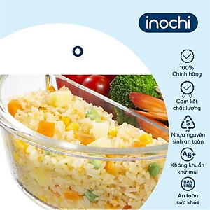 Hộp Cơm Thủy Tinh 2/3 ngăn, Hộp Thủy Tinh Đựng Thức Ăn NIKKO Tiêu Chuẩn Nhật Bản - Chính hãng inochi (Tặng kèm khăn lau tay đa năng pakasa)