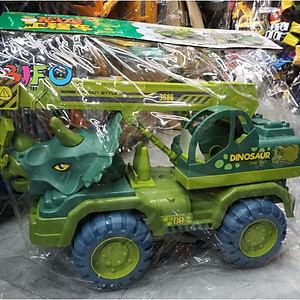 Đồ chơi mô hình xe ô tô khủng long chuyên dụng xe cẩu, xe xúc,xe tải có sẵn khủng long nhỏ đi kèm cho bé