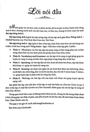 Bài Tập Tiếng Anh 6 - Tập 1 (Không Đáp Án) - Dùng Kèm SGK Tiếng Anh 6 Global Success (2022)