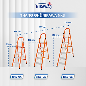 Thang Ghế Nikawa NKS-04 - 4 Bậc - 92cm - Màu Cam
