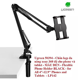 Ugreen UG50394LP142TK 4 - 12.9 Inch màu Đen Chân kẹp đa năng xoay 360 độ cho điện thoại + máy tính bảng - HÀNG CHÍNH HÃNG