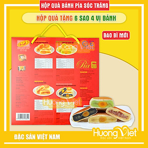 Đặc Sản Sóc Trăng - Hộp Quà Bánh Pía 6 Sao 4 Vị Tân Huê Viên, Bánh Pía Sóc Trăng Chính Hãng, Hộp Quà Tết 2022