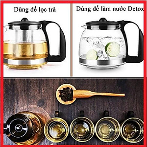 Bình Lọc Trà Thủy Tinh Tặng Kèm 4 Ly Sang Trọng - CÓ LỖi LỌC TRÀ INOX - BÌNH PHA TRÀ CHẾ CAFE TIỆN LỢI 2in1 Đẳng Cấp 